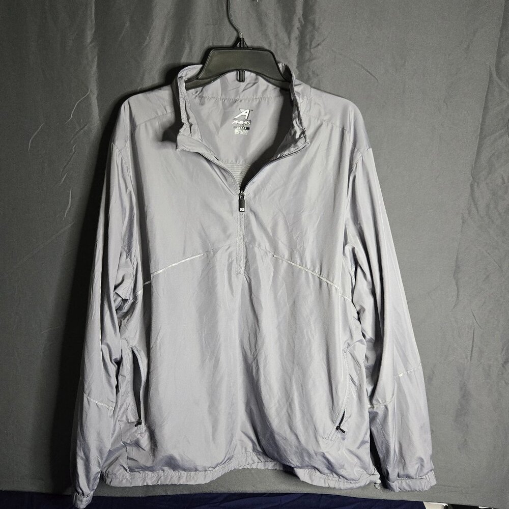 Ahead Golf Windbreaker Jacket Mens L Gray Pockets Pullover Lightweight Vented